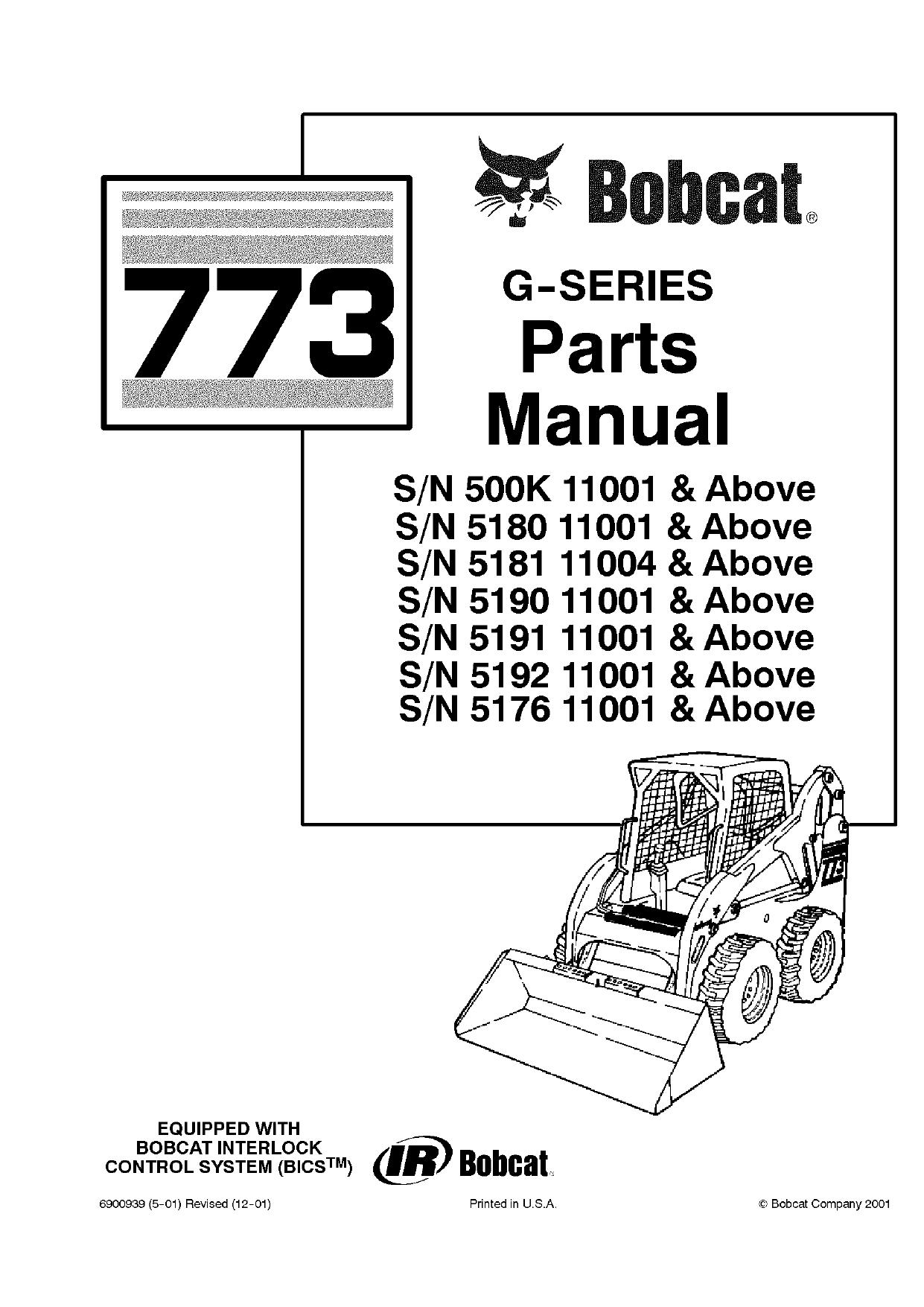 773 G Skid Steer Loader parts manual Bobcat
